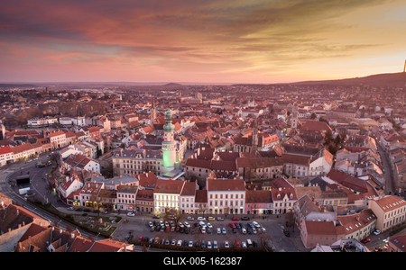 Aerial panorama of medieval Sopron with fire tower-stock-foto