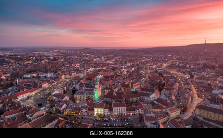 Aerial panorama of medieval Sopron with fire tower-stock-foto