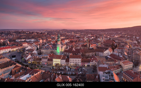 Aerial panorama of medieval Sopron with fire tower-stock-foto