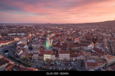 Aerial panorama of medieval Sopron with fire tower-stock-foto
