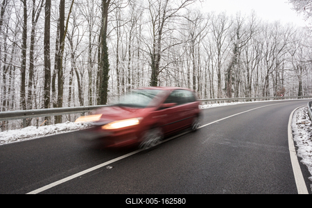 snowy road at cold wintertime-stock-foto