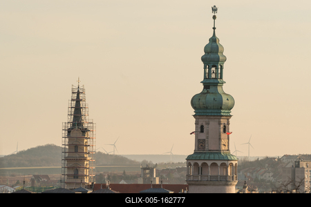 clock tower in Sopron, called tuztorony-stock-foto
