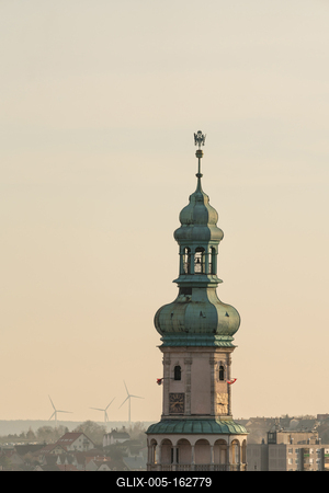 clock tower in Sopron, called tuztorony-stock-foto