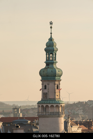 clock tower in Sopron, called tuztorony-stock-foto