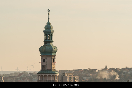 clock tower in Sopron, called tuztorony-stock-foto