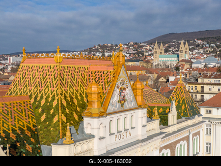 beautiful post palace in Pecs, Hungary-stock-foto