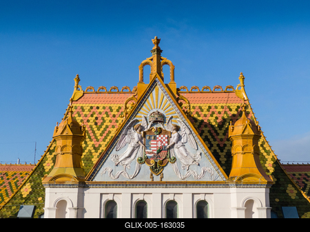 beautiful post palace in Pecs, Hungary-stock-foto