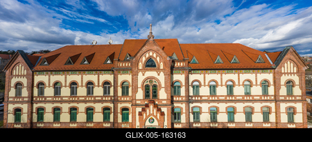 Children hospital in Aerial photo of Pecs, Hungary-stock-foto