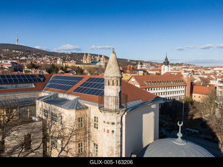 Mosque with a minaret in Pecs, Hungary-stock-foto