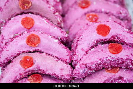 Variety of home made nougat on market-stock-foto