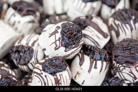 Variety of home made nougat on market-stock-foto