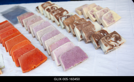 Variety of home made nougat on market-stock-foto