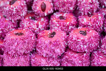 Variety of home made nougat on market-stock-foto