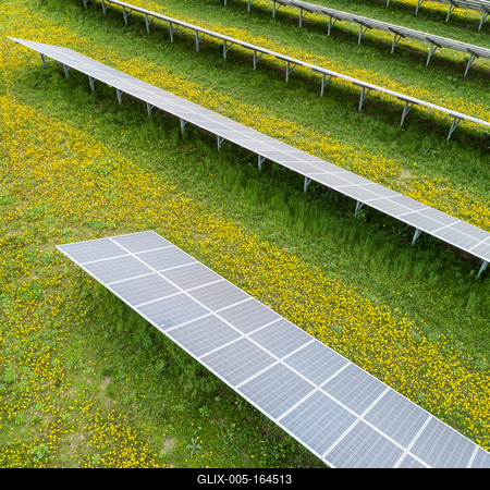 Aerial view to solar power plant-stock-foto