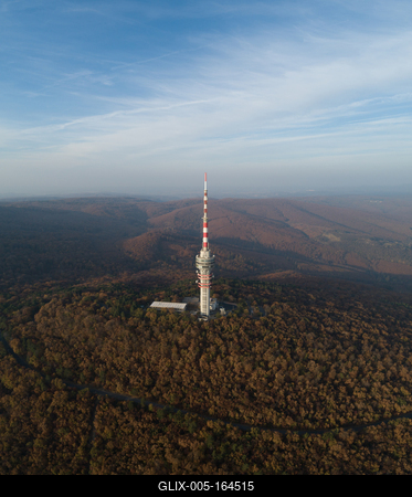TV tower in Pecs Hungary with Mecsek hills-stock-foto