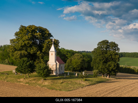 Aerial photo of Beautiful old small  christian chapel-stock-foto
