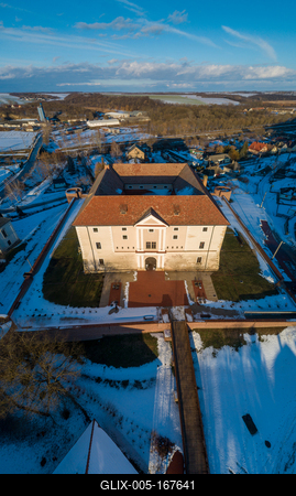Aerial photo of Castle in Ozora, called Ozorai Pipo vara-stock-foto