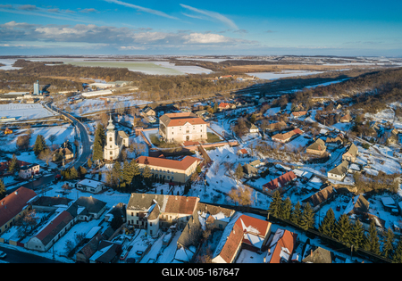 Aerial photo of Castle in Ozora, called Ozorai Pipo vara-stock-foto