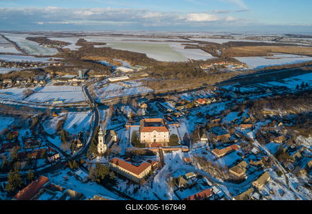Aerial photo of Castle in Ozora, called Ozorai Pipo vara-stock-foto