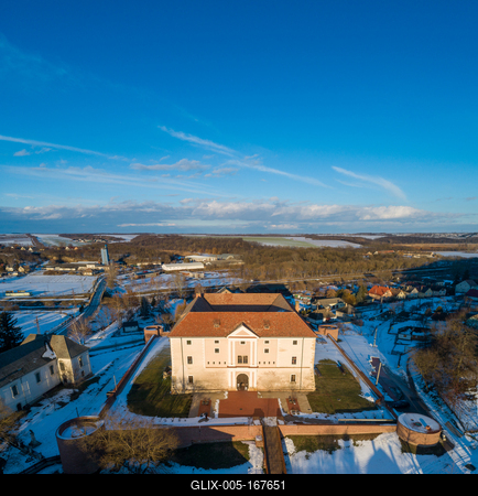 Aerial photo of Castle in Ozora, called Ozorai Pipo vara-stock-foto