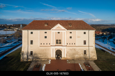 Aerial photo of Castle in Ozora, called Ozorai Pipo vara-stock-foto
