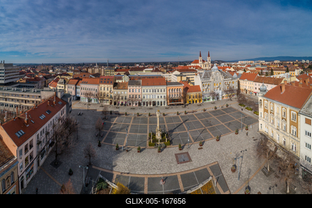 Aerial photo, Main Square of Szombathely Hungary-stock-foto