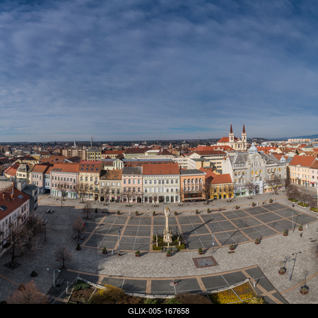 Aerial photo, Main Square of Szombathely Hungary-stock-foto