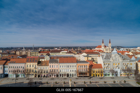 Aerial photo, Main Square of Szombathely Hungary-stock-foto