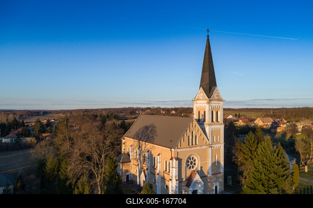 Aerial photo of Church in Inke-stock-foto