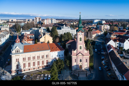 Aerial photo of Church in Nagykanizsa-stock-foto