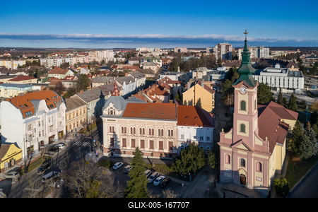Aerial photo of Church in Nagykanizsa-stock-foto