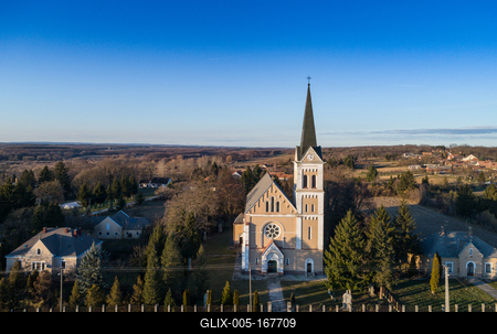 Aerial photo of Church in Inke-stock-foto