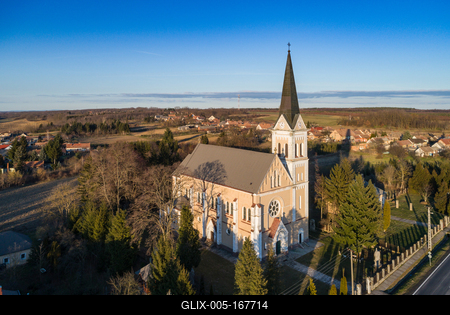 Aerial photo of Church in Inke-stock-foto