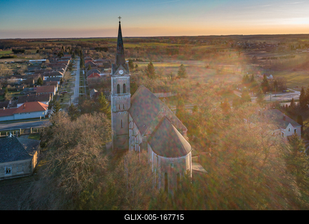 Aerial photo of Church in Inke-stock-foto