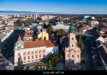 Aerial photo of Church in Nagykanizsa-stock-foto