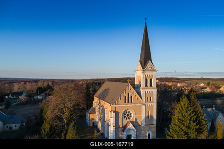 Aerial photo of Church in Inke-stock-foto