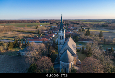 Aerial photo of Church in Inke-stock-foto