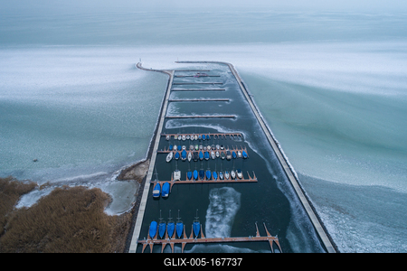 Aerial photo of Sailing boats in Lake Balaton, at Balatonfenyves-stock-foto