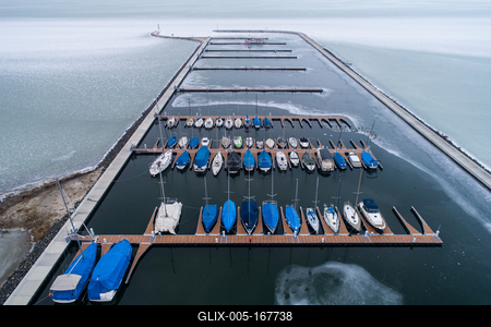 Aerial photo of Sailing boats in Lake Balaton, at Balatonfenyves-stock-foto