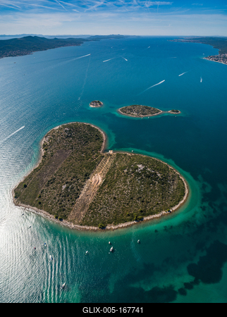 Heart shaped island of Galesnjak, aerial view, Dalmatia region of Croatia-stock-foto