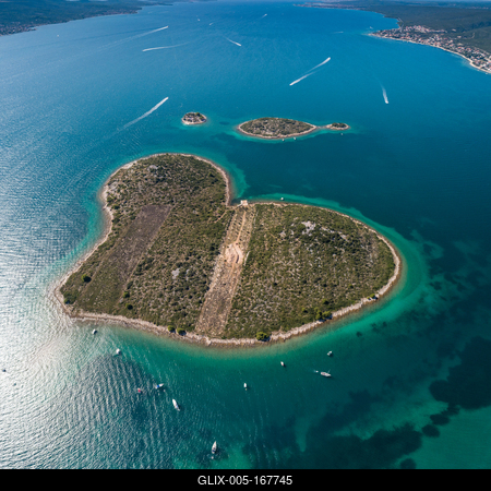 Heart shaped island of Galesnjak, aerial view, Dalmatia region of Croatia-stock-foto