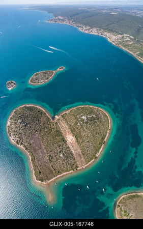 Heart shaped island of Galesnjak, aerial view, Dalmatia region of Croatia-stock-foto