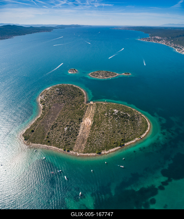 Heart shaped island of Galesnjak, aerial view, Dalmatia region of Croatia-stock-foto