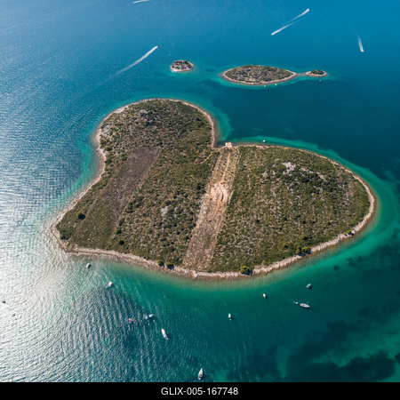 Heart shaped island of Galesnjak, aerial view, Dalmatia region of Croatia-stock-foto