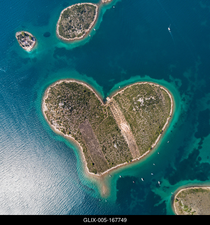 Heart shaped island of Galesnjak, aerial view, Dalmatia region of Croatia-stock-foto
