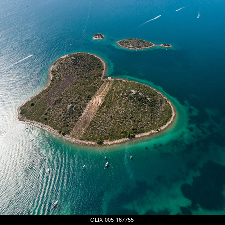 Heart shaped island of Galesnjak, aerial view, Dalmatia region of Croatia-stock-foto