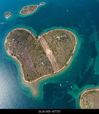 Heart shaped island of Galesnjak, aerial view, Dalmatia region of Croatia-stock-foto