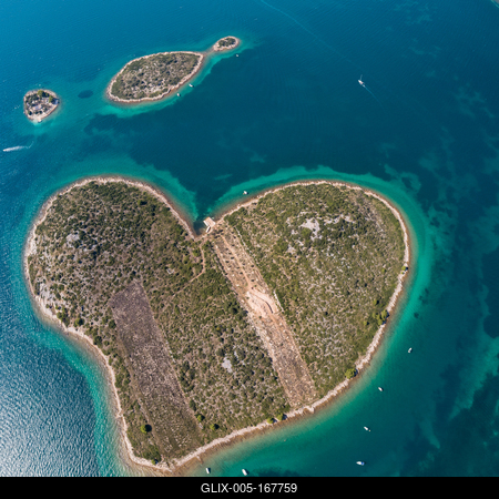 Heart shaped island of Galesnjak, aerial view, Dalmatia region of Croatia-stock-foto