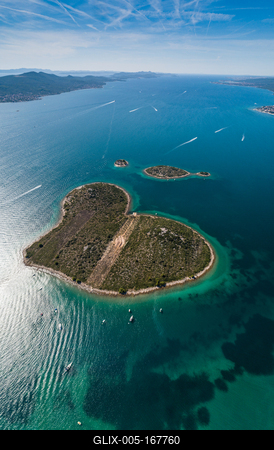 Heart shaped island of Galesnjak, aerial view, Dalmatia region of Croatia-stock-foto