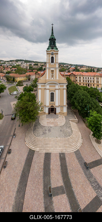 Bird eye view of Szekszard, Bela square-stock-foto